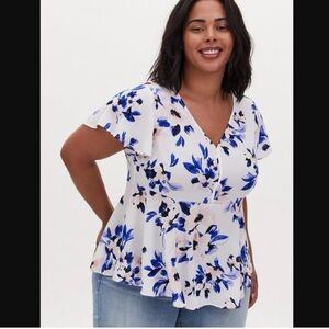 TORRID GEORGETTE BABYDOLL FLUTTER SLEEVE BLOUSE